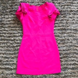 💗Hot Pink Dress With Floral Short Sleeves💗